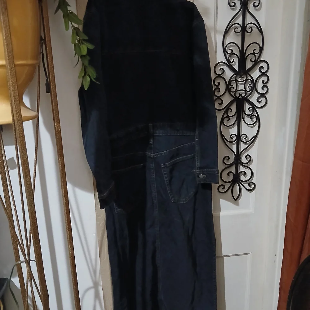 Dark Denim Long Sleeve Jumpsuit - Picture 2 of 6